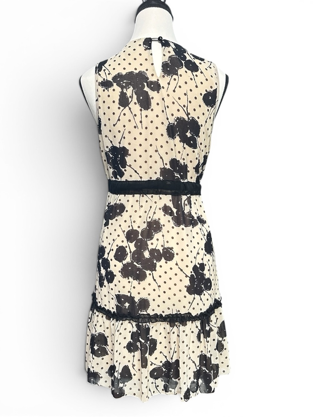 Ya Los Angeles Polka Dot Floral Mini Dress Small Babydoll Soft Girl Tie Waist - Picture 6 of 14